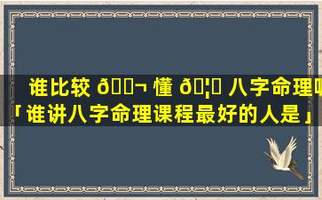 谁比较 🐬 懂 🦈 八字命理呢「谁讲八字命理课程最好的人是」